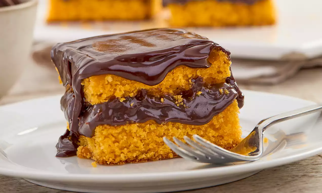 Brazilian carrot cake with brigadeiro topping